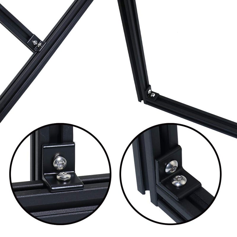 Boeray 10pcs 2 Hole Black 90 Degree Inside Corner Bracket Kit for 2020 Aluminum Extrusion Profile 20x20 Slot 6mm with 20pcs t nut + 20pcs hex Screw + 1pcs Wrench - Image 3